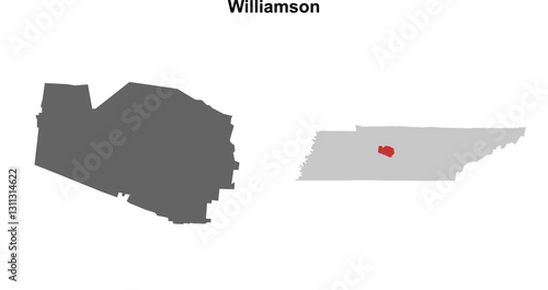 Williamson County (Tennessee) blank outline map set
