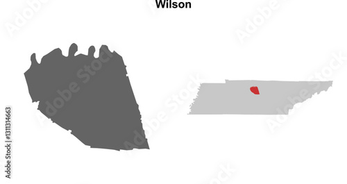 Wilson County (Tennessee) blank outline map set