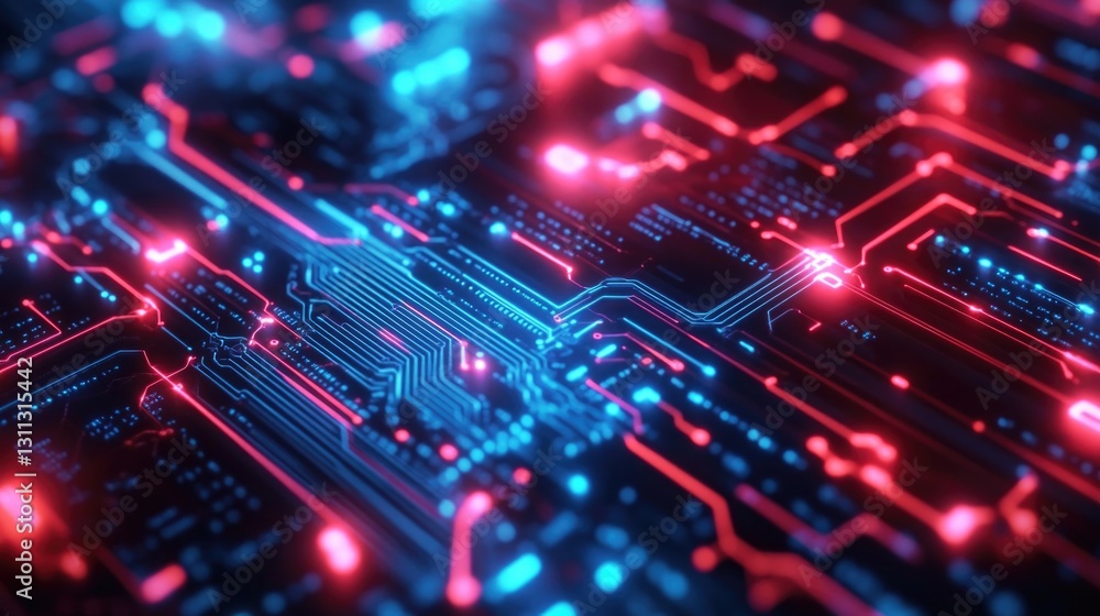 An abstract view showing intricate electronics circuit board pathways An abstract view showing intricate electronics circuit board pathways