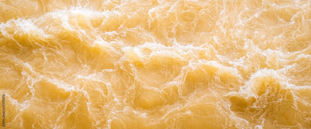 Turbulent water texture illustrating the dynamic movement of yellow and white waves in a natural environment Turbulent water texture illustrating the dynamic movement of yellow and white waves in a natural environment