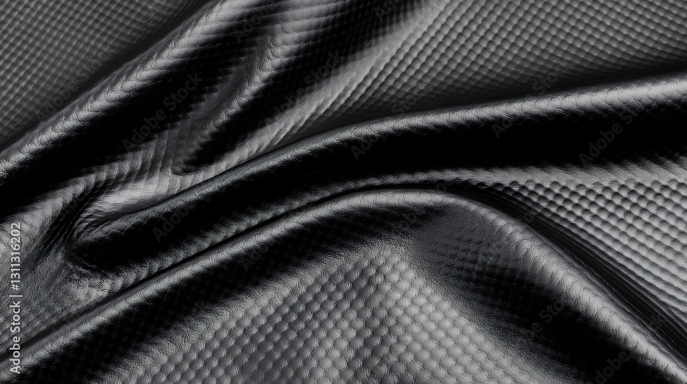 Fototapeta premium Black Textured Fabric Draped in Soft Folds