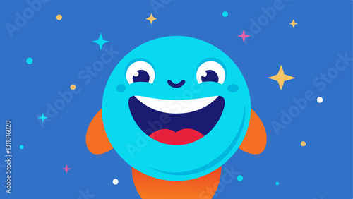 Obraz na płótnie The OvertheTop Smirk A cheerful character with a huge smile and raised eyebrows complements the eye roll. Their eyes are finely illustrated with exaggerated pupils looking skyward w salonie