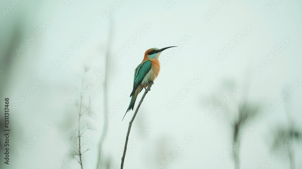Obraz premium Small colorful bird perched on a branch.