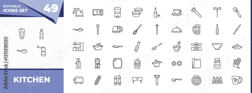 outline icons set - kitchen concept. vector icons included sauces, sauce and more.