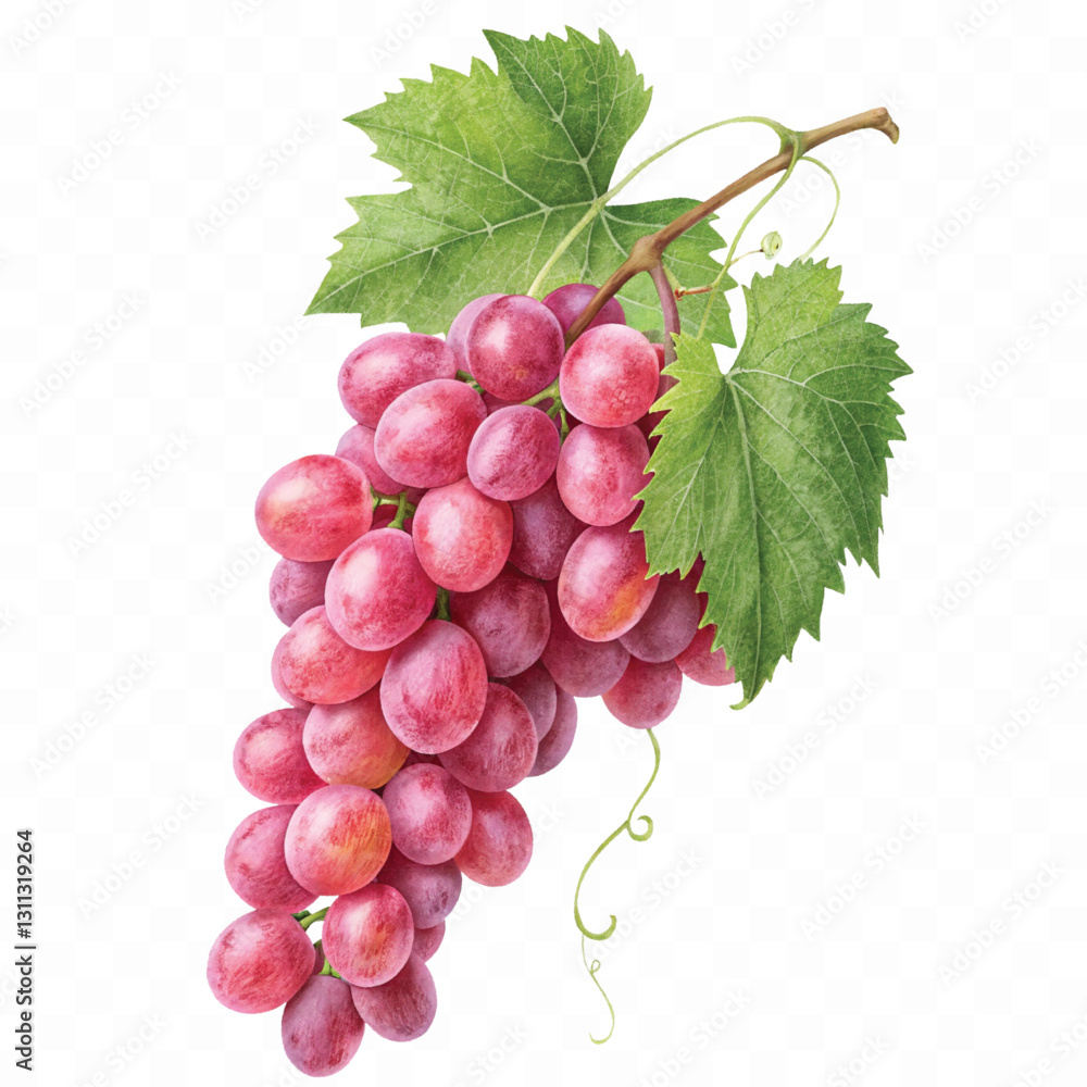 Fototapeta premium abstract 3d fresh grapes with green leaf isolated on a white background