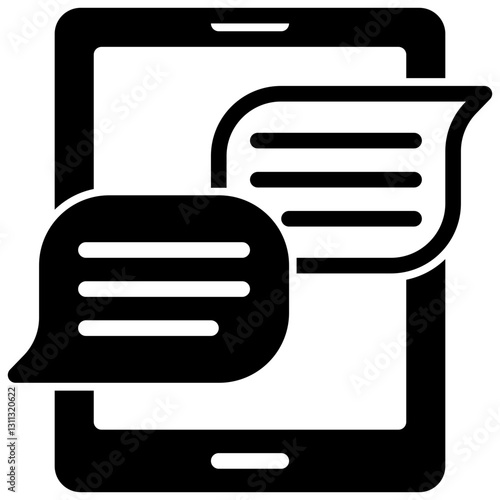 tablet chat vector glyph icon