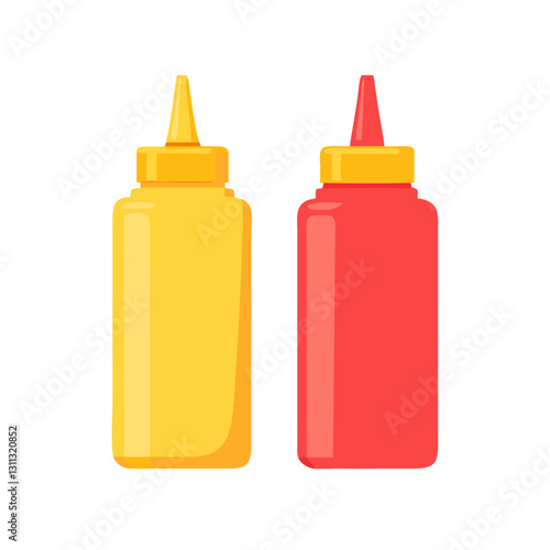 Mustard and ketchup bottles