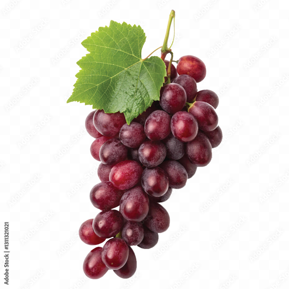 Fototapeta premium abstract 3d fresh grapes with green leaf isolated on a white background
