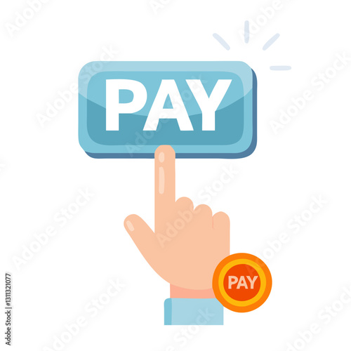 Hand pressing pay button photo