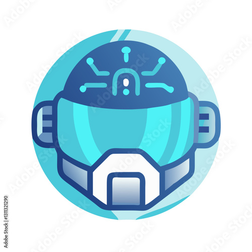 Futuristic blue sci-fi helmet illustration