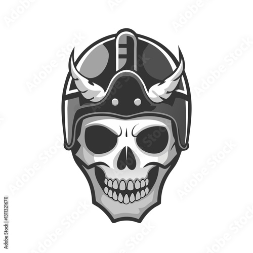 Skull with Viking helmet and horns illustration
