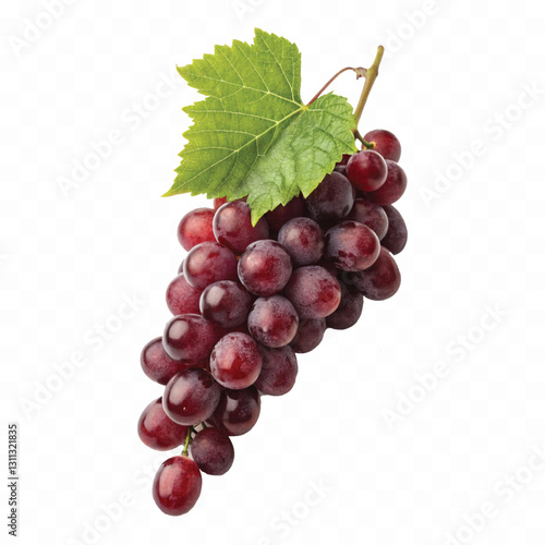 abstract 3d fresh grapes with green leaf isolated on a white background