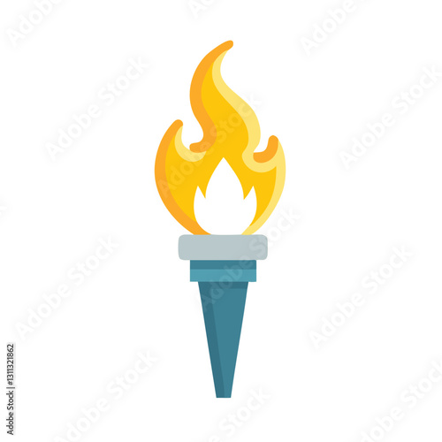 Simple burning torch with flame icon