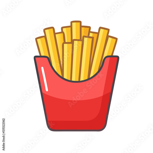 French fries in red container icon