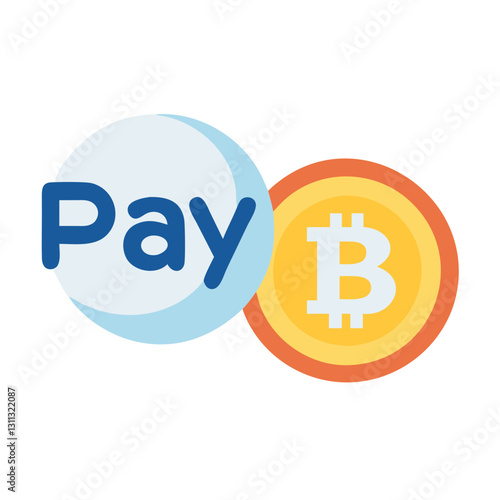 Bitcoin payment logo with blue text