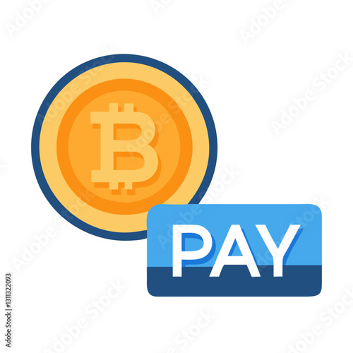 Bitcoin coin with payment button icon