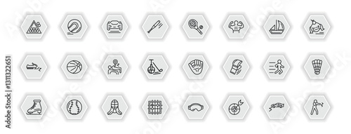 outline icons set - sport concept. vector icons included snooker, formula racing, lacrosse, handball and more.