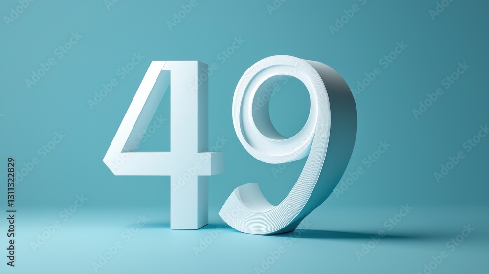White number forty-nine on a light blue background. White number forty-nine on a light blue background.