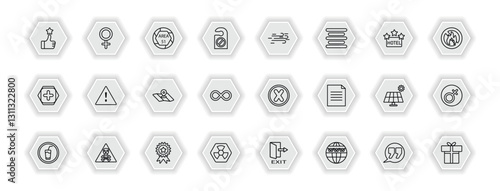 outline icons set - signs concept. vector icons included superior, area 51, wind, alert and more.