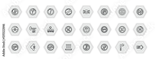 outline icons set - signs concept. vector icons included no alcohol, no entry, death, coffee shop and more.
