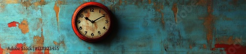 Wallpaper Mural Rustic Office Clock on the Wall with a Worn Look and Time Appears Frozen. Generative AI Torontodigital.ca
