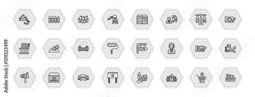 outline icons set - real estate concept. vector icons included sold, houses, catalog, deposit and more.