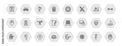 outline icons set - people skills concept. vector icons included seller, filmmaker, rescuer, big binoculars and more.
