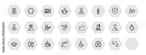 outline icons set - people concept. vector icons included bedouin, identification ard, dutch, old man and more.
