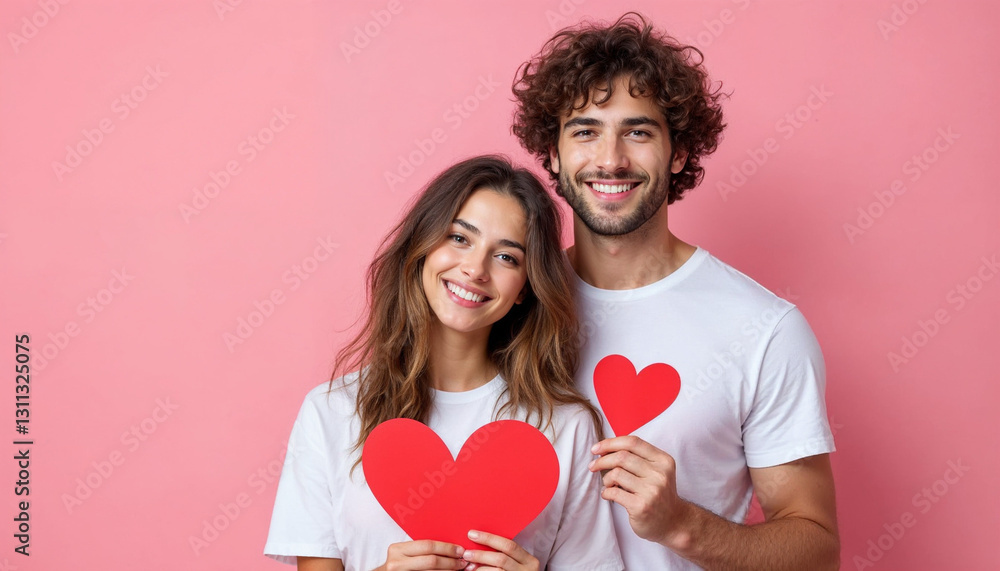 young couple with heart young couple with heart