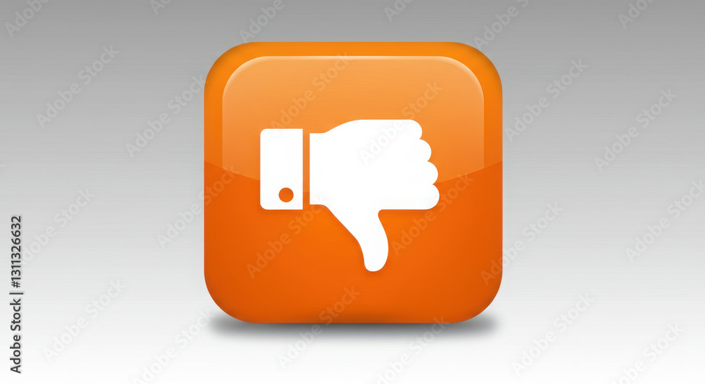 Naklejka premium an orange thumbs down icon indicating disapproval or dislike