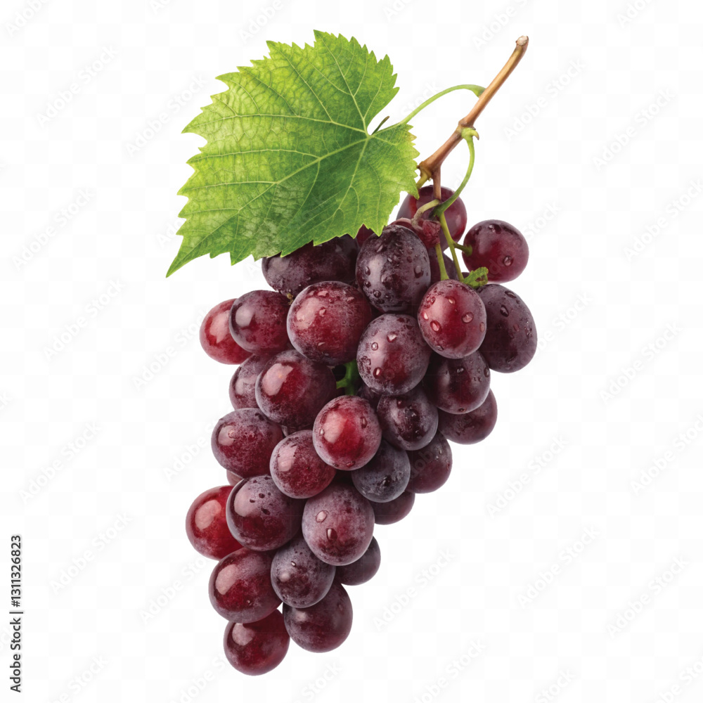 Fototapeta premium abstract 3d fresh grapes with green leaf isolated on a white background