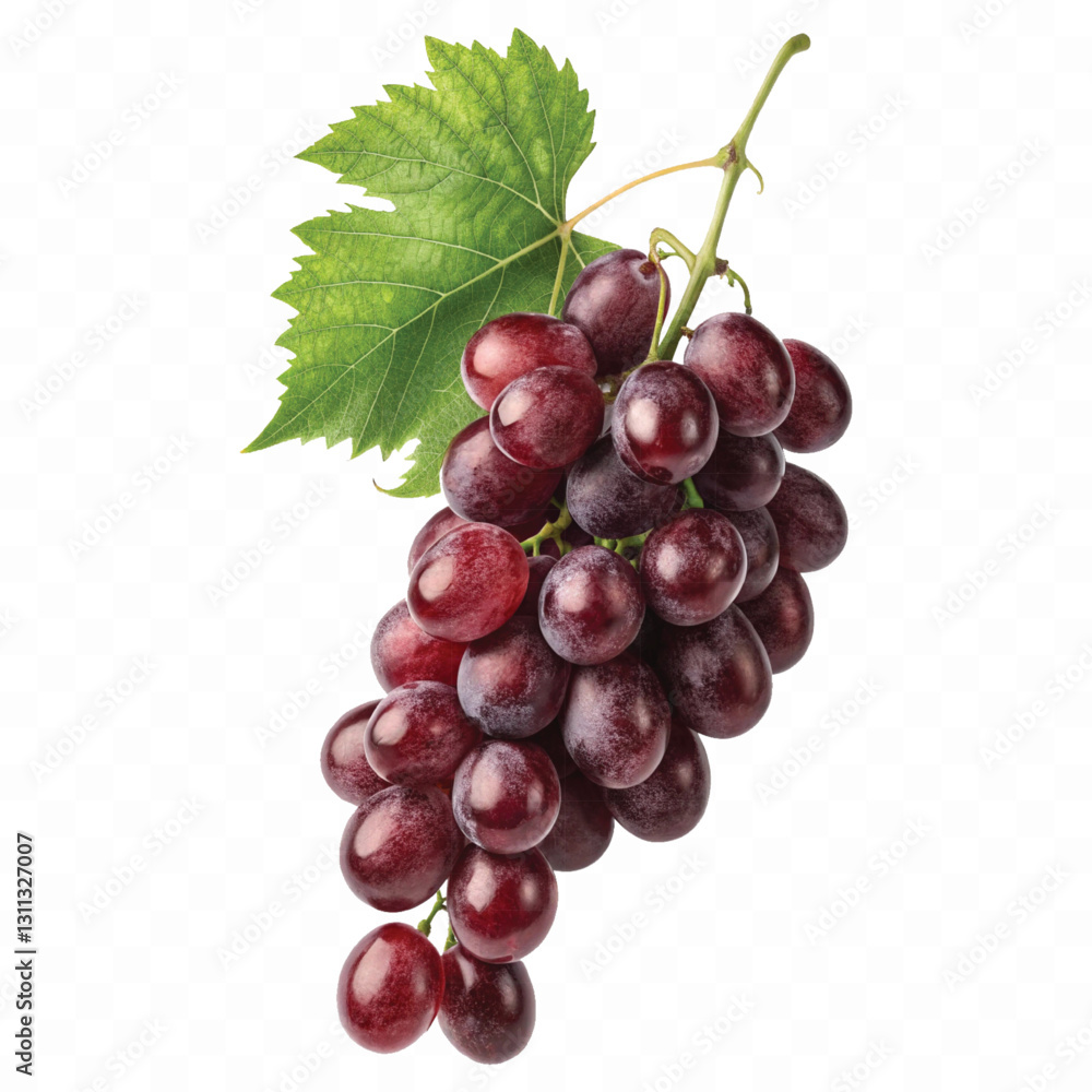 Fototapeta premium abstract 3d fresh grapes with green leaf isolated on a white background