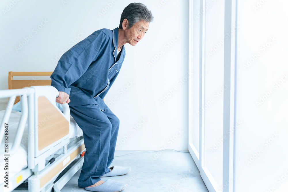 シニア、男性、膝痛、入院、患者、ベッド、介護、高齢者、日本人、立つ、立ち上がる、ひざ、リハビリ、老人、お年寄り、福祉、施設、介護ベッド、病院、寝室、パジャマ、フレイル、ロコモティブシンドローム、DHA、ミドル、60代、50代、中高年、中年、治療、早朝、健康、ヘルスケア、明るい、立ち上がり、筋力、練習、手すり、ADL練習、ライフスタイル、室内、下肢、QOL、ADL、老化、加齢、サプリメント、健康食品 シニア、男性、膝痛、入院、患者、ベッド、介護、高齢者、日本人、立つ、立ち上がる、ひざ、リハビリ、老人、お年寄り、福祉、施設、介護ベッド、病院、寝室、パジャマ、フレイル、ロコモティブシンドローム、DHA、ミドル、60代、50代、中高年、中年、治療、早朝、健康、ヘルスケア、明るい、立ち上がり、筋力、練習、手すり、ADL練習、ライフスタイル、室内、下肢、QOL、ADL、老化、加齢、サプリメント、健康食品