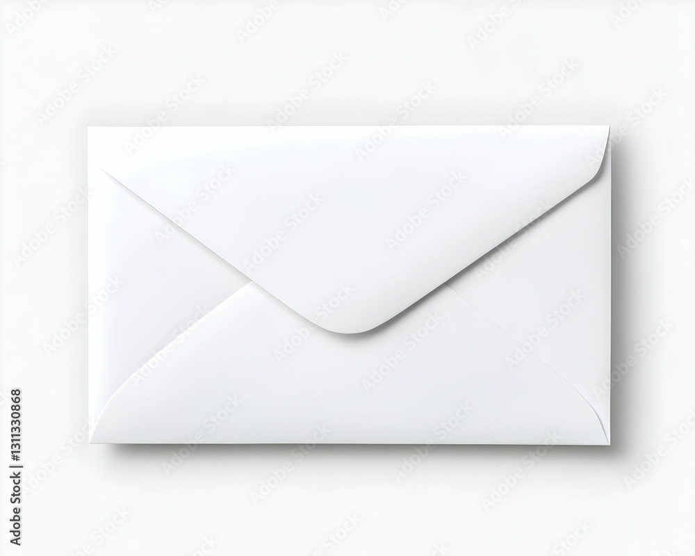 White envelope laying flat on white background White envelope laying flat on white background