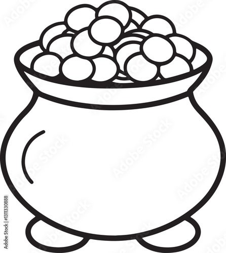 black and white pot of gold coins clip art preview