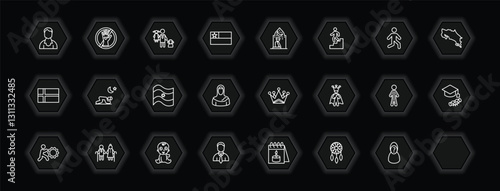 outline icons set - people concept. vector icons included male user, man girl and dog, julus, norwegian and more.