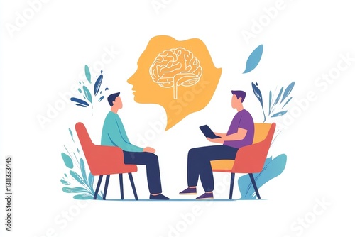 Mental Health Therapy Session Illustration Design Psychology Counseling Support Healthcare Professional Patient Brain   
