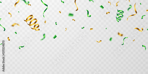 confetti background Stunning greens and golds that zigzag down in celebration. Festive decoration vector illustration
