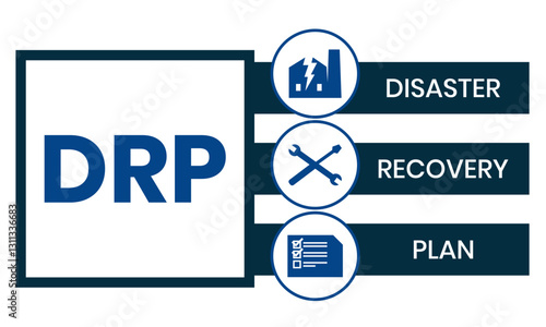 DRP - Disaster Recovery Plan business concept background. vector illustration concept with keywords and icons. lettering illustration with icons for web banner, flyer, landing page