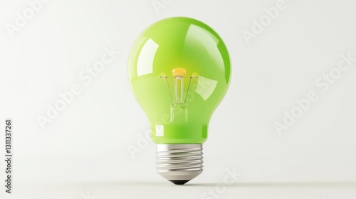 Green energy light bulb isolated on white background symbolizing sustainability. Generative AI