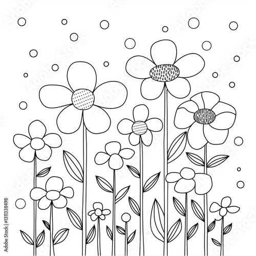 floral background with flowers coloring page 