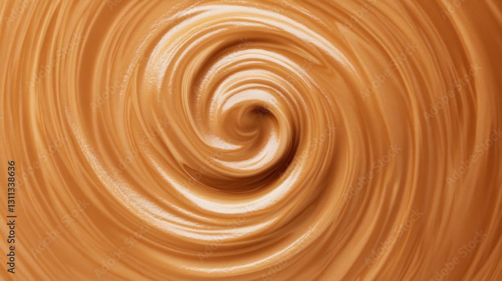 Creamy swirl of rich peanut butter, showcasing smooth texture an Creamy swirl of rich peanut butter, showcasing smooth texture an