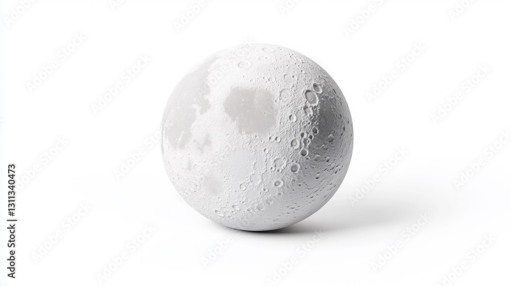 Detailed moon surface isolated on white background. Generative AI Detailed moon surface isolated on white background. Generative AI