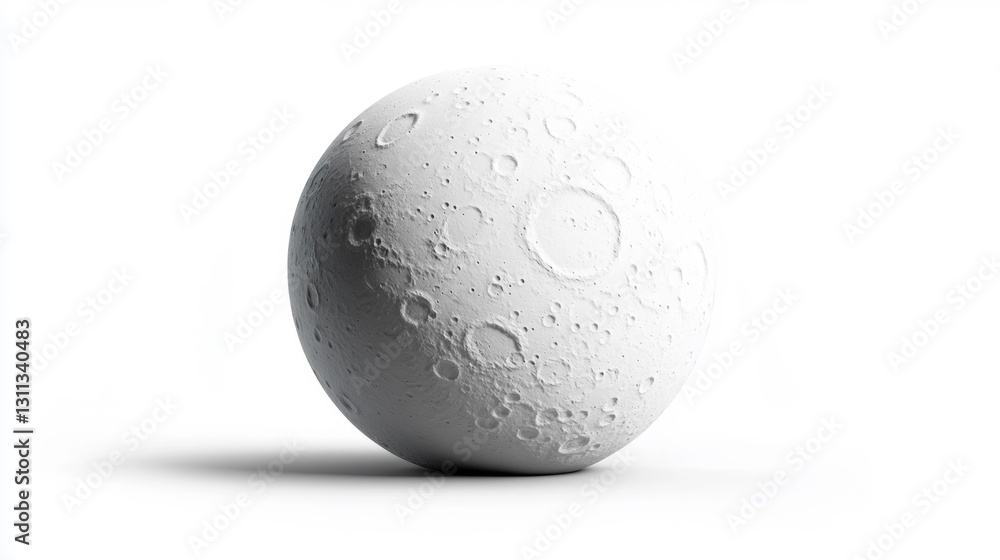 Realistic moon surface map with visible craters isolated on white background. Generative AI Realistic moon surface map with visible craters isolated on white background. Generative AI