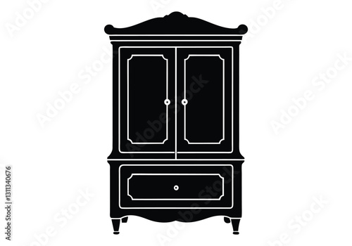 a silhouette cupboard in white background