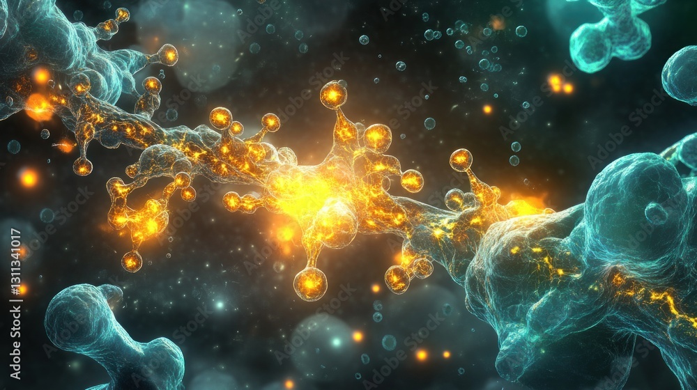 Naklejka premium Abstract glowing molecular structure.