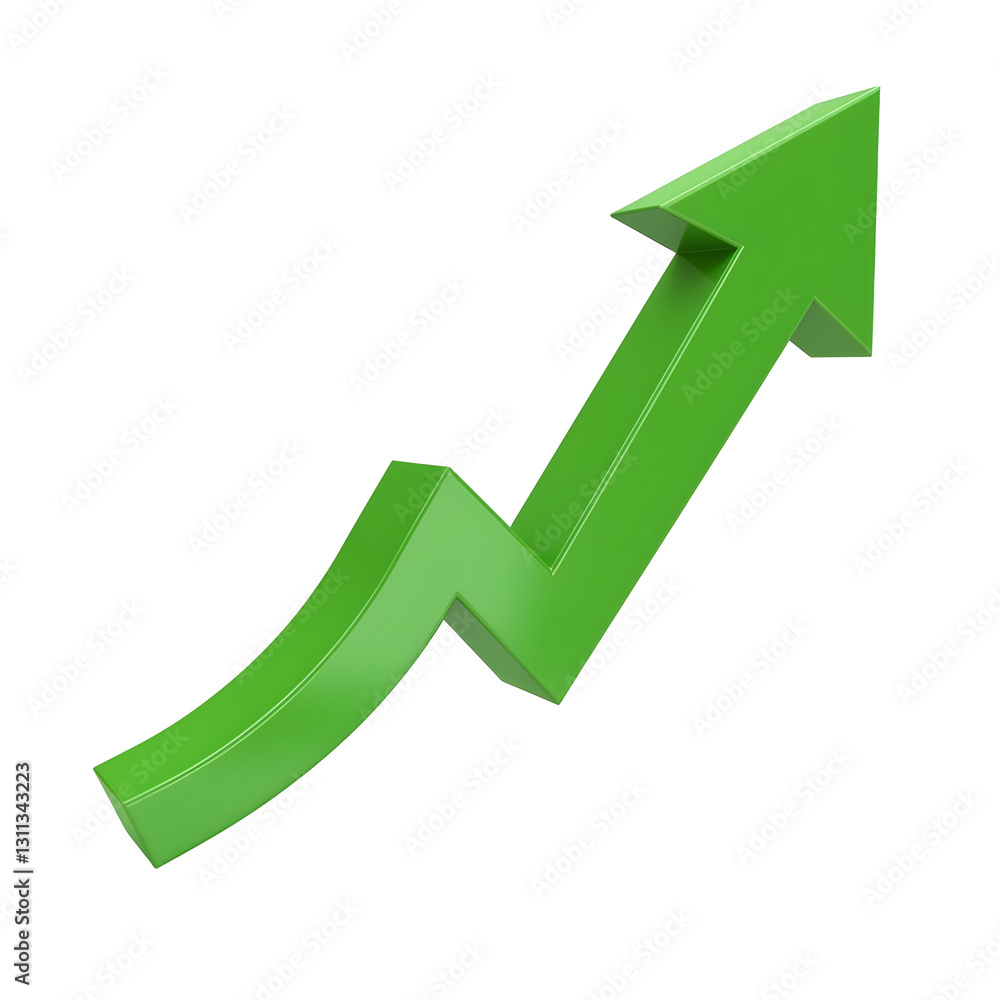 3d green arrow growth icon showing business success, progress, and increase. 3d green arrow growth icon showing business success, progress, and increase.