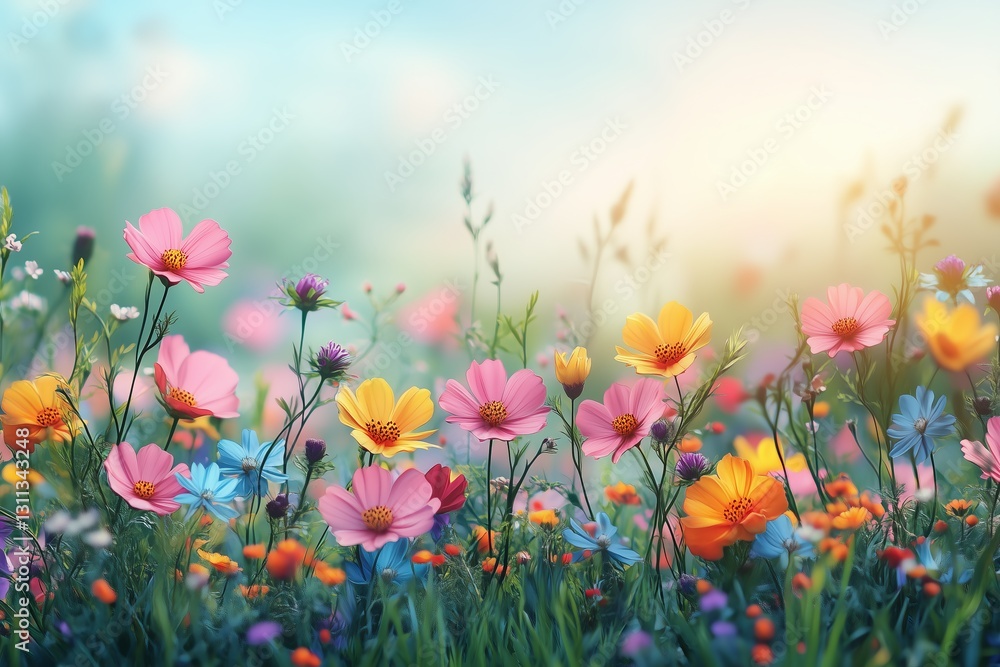 Spring flowers with blue sky Spring flowers with blue sky