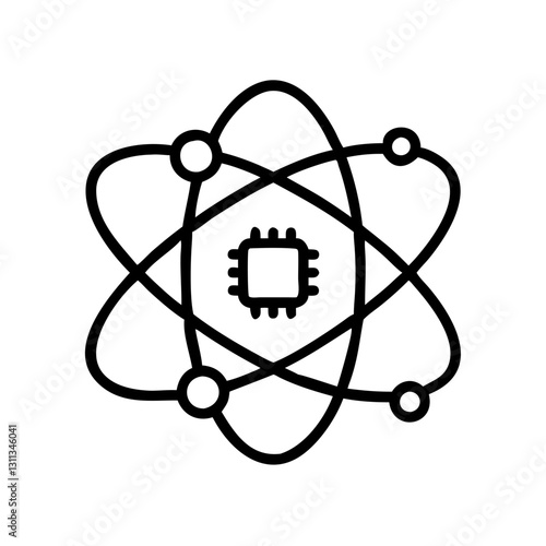 An electron orbiting around a microchip