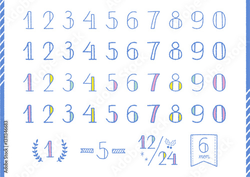 Tableau sur toile 手描きの数字イラスト　レトロ　ポップ